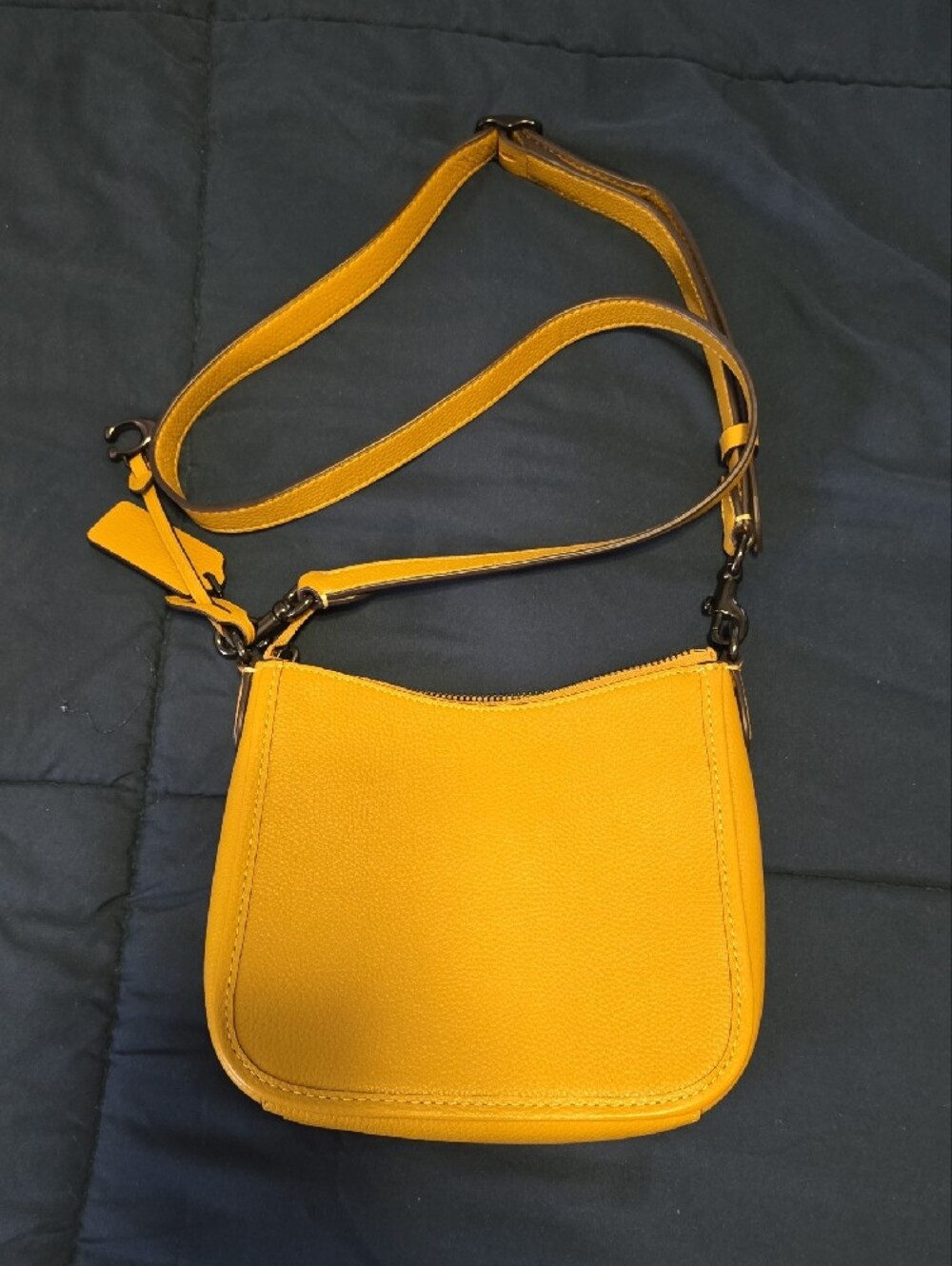 Coach Mustard Pebbled Leather Turnlock Crossbody - Picture 3 of 5
